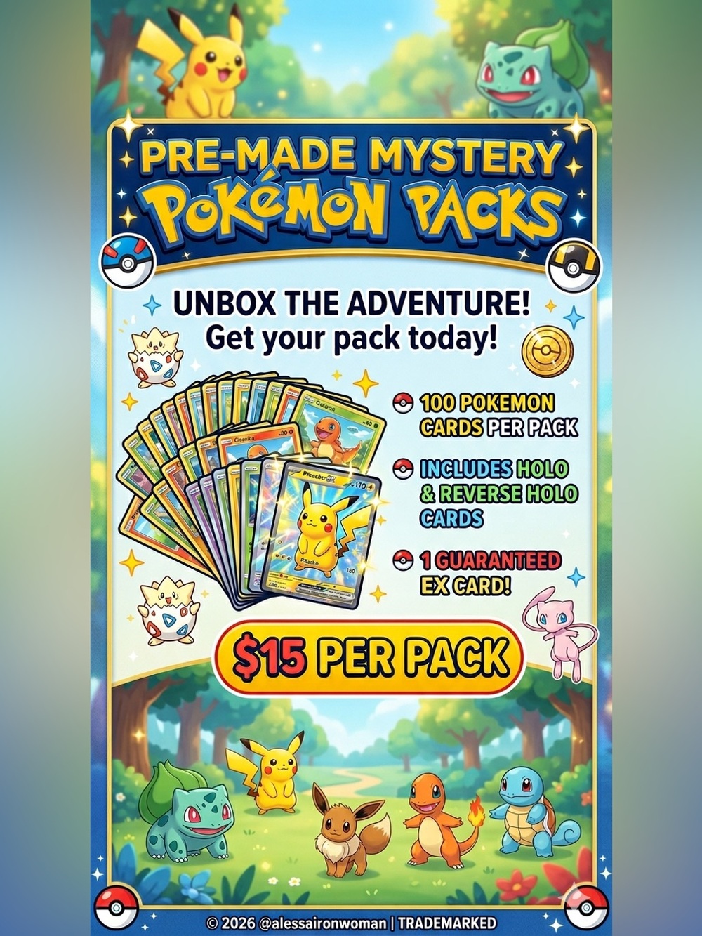 ✨Pokémon 100-Card Mystery Packs✨